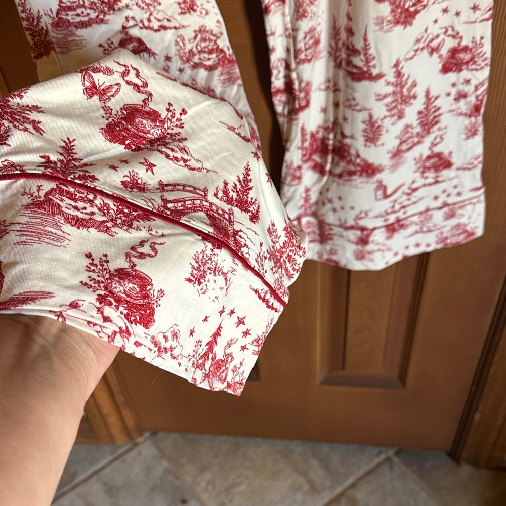 NWT Soma Cool Nights Red and White Chinoiserie Print Pajama Set, size Large - Picture 5 of 9